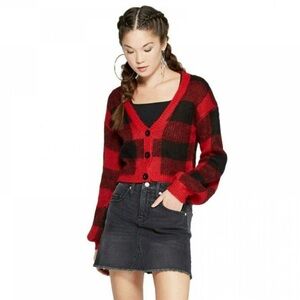 Wild Fable Red and Black Plaid Cardigan